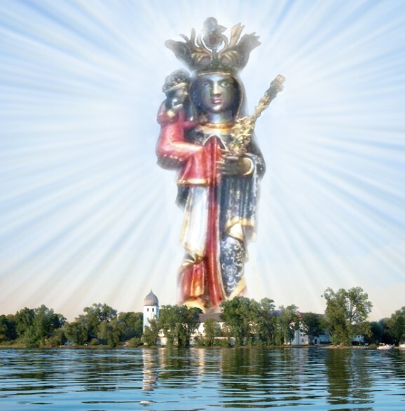 Scharze Madonna über der Fraueninsel/Chiemsee