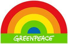 Greenpeace-Logo mit Regenbogen