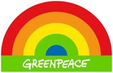 Greenpeace-Logo mit Regenbogen