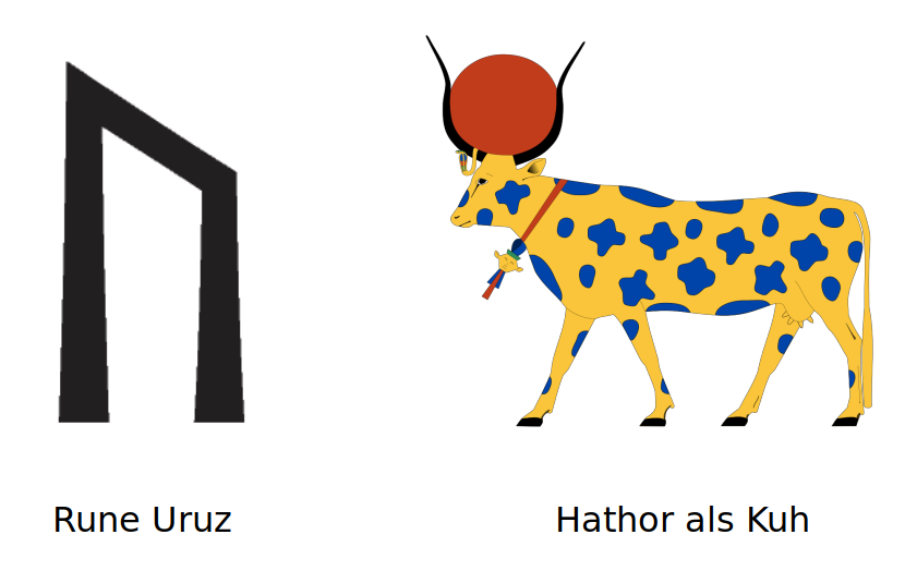 Rune Uruz und Hathor als Kuh