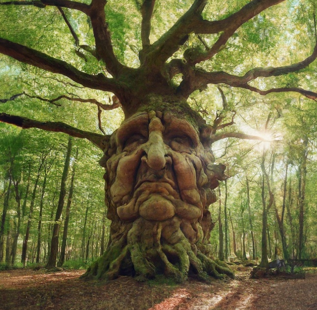 Mächtiger Baum mit Gesicht
