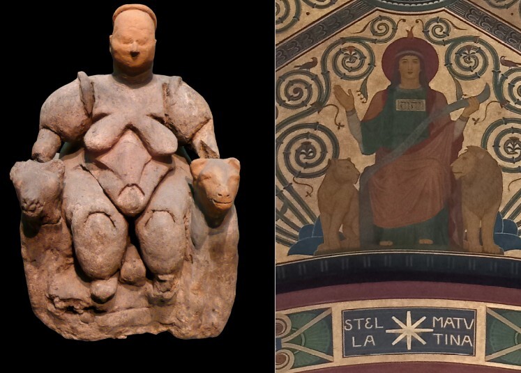 Göttin und Maria auf dem Weisheitsthron