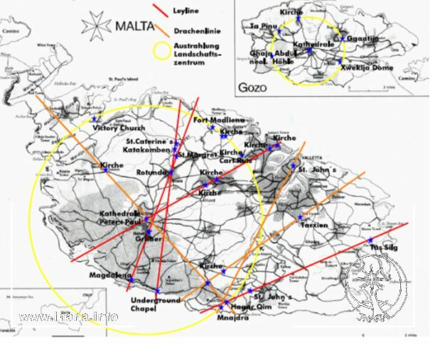 Karte Übersicht der Ley- und Drachenlinien sowie Landschaftszentren