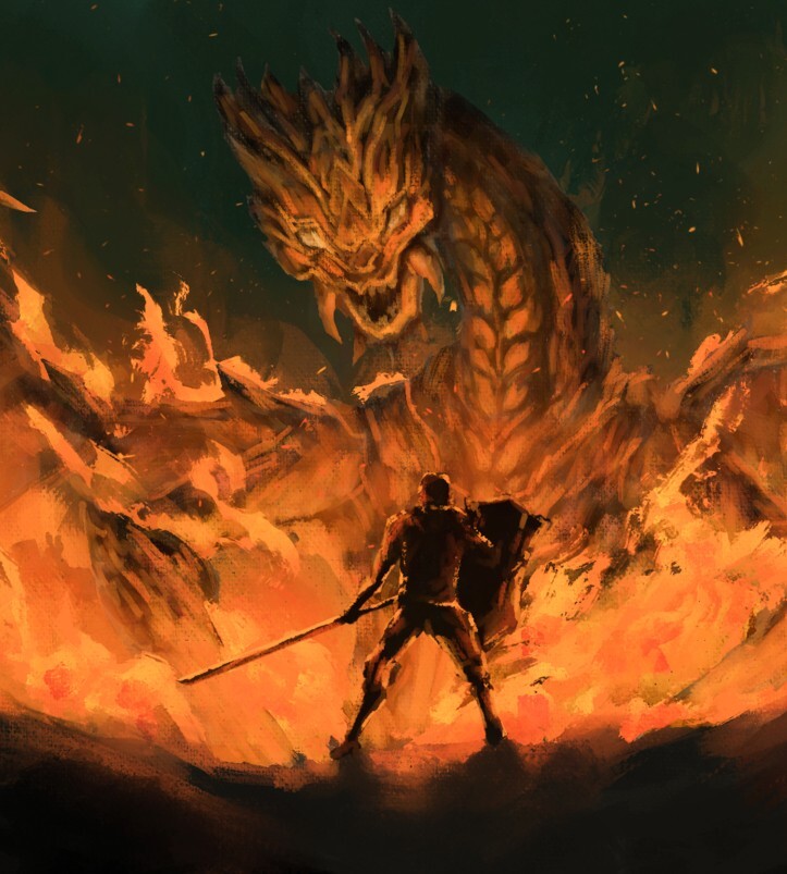 Drachenkämpfer und Drache