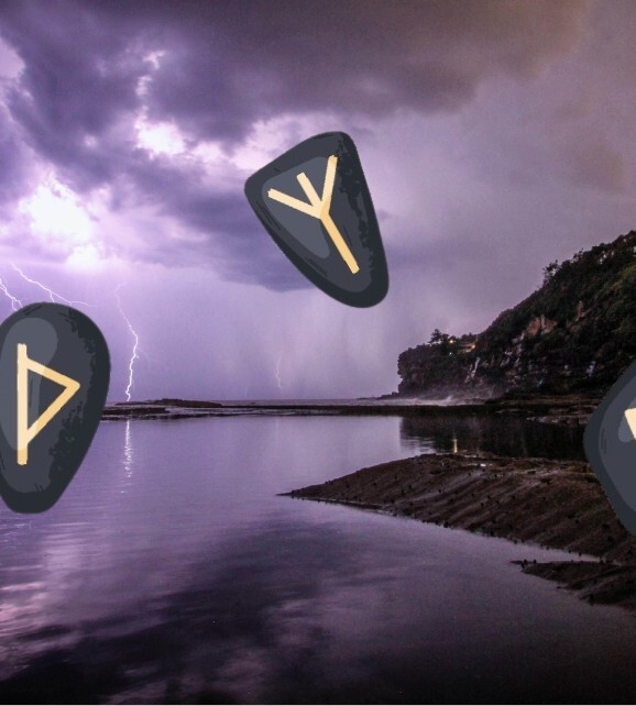 Fallende Runen vor Gewitter