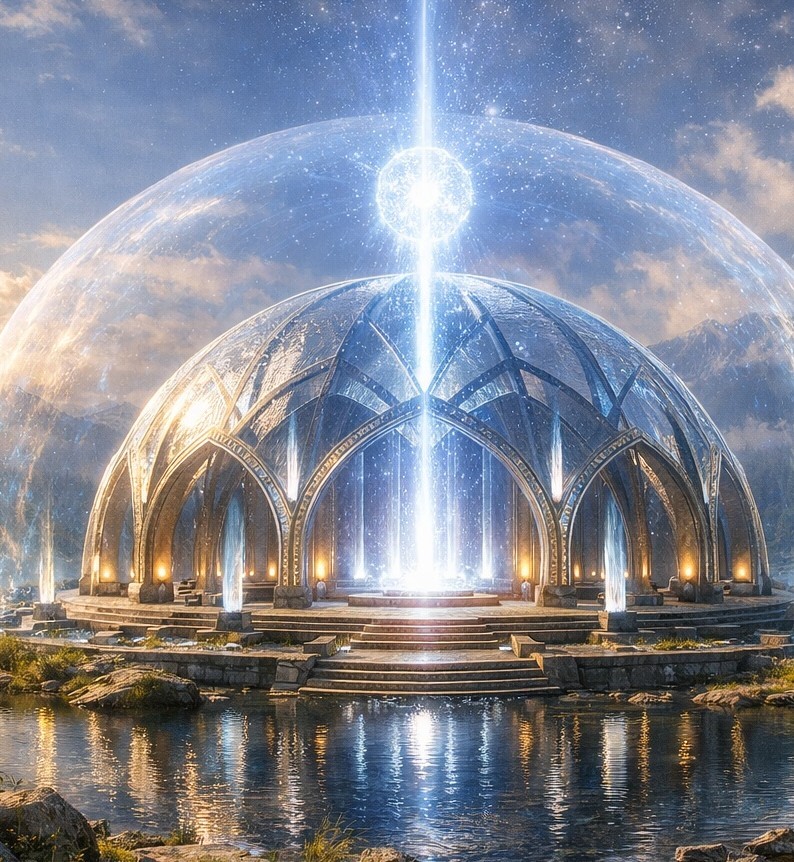 Ein kuppelartiger Energie-Tempel