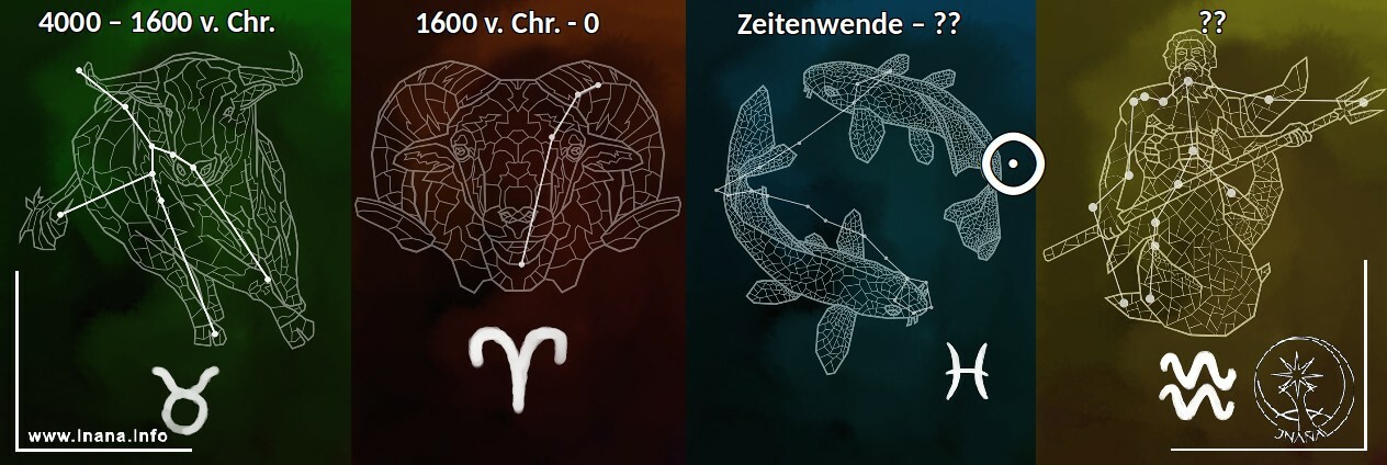 4 sternbilder: Stier, widder, Fische, Wassermann