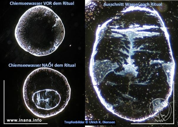 Wassertropfen vor und nach dem Ritual