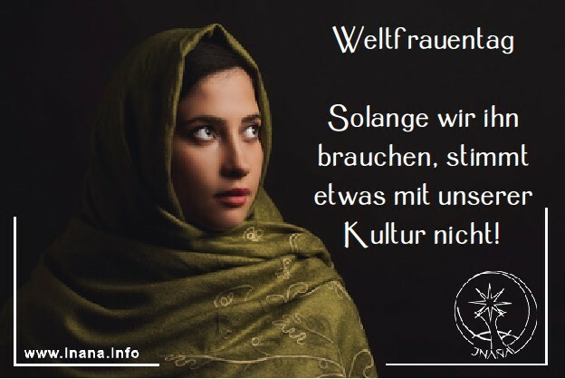 Frau vor schwarzem Hintergrund. Daben die Schrift "Weltfrauentag..."