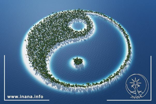 Insel in Form eines Taiji-Symbols