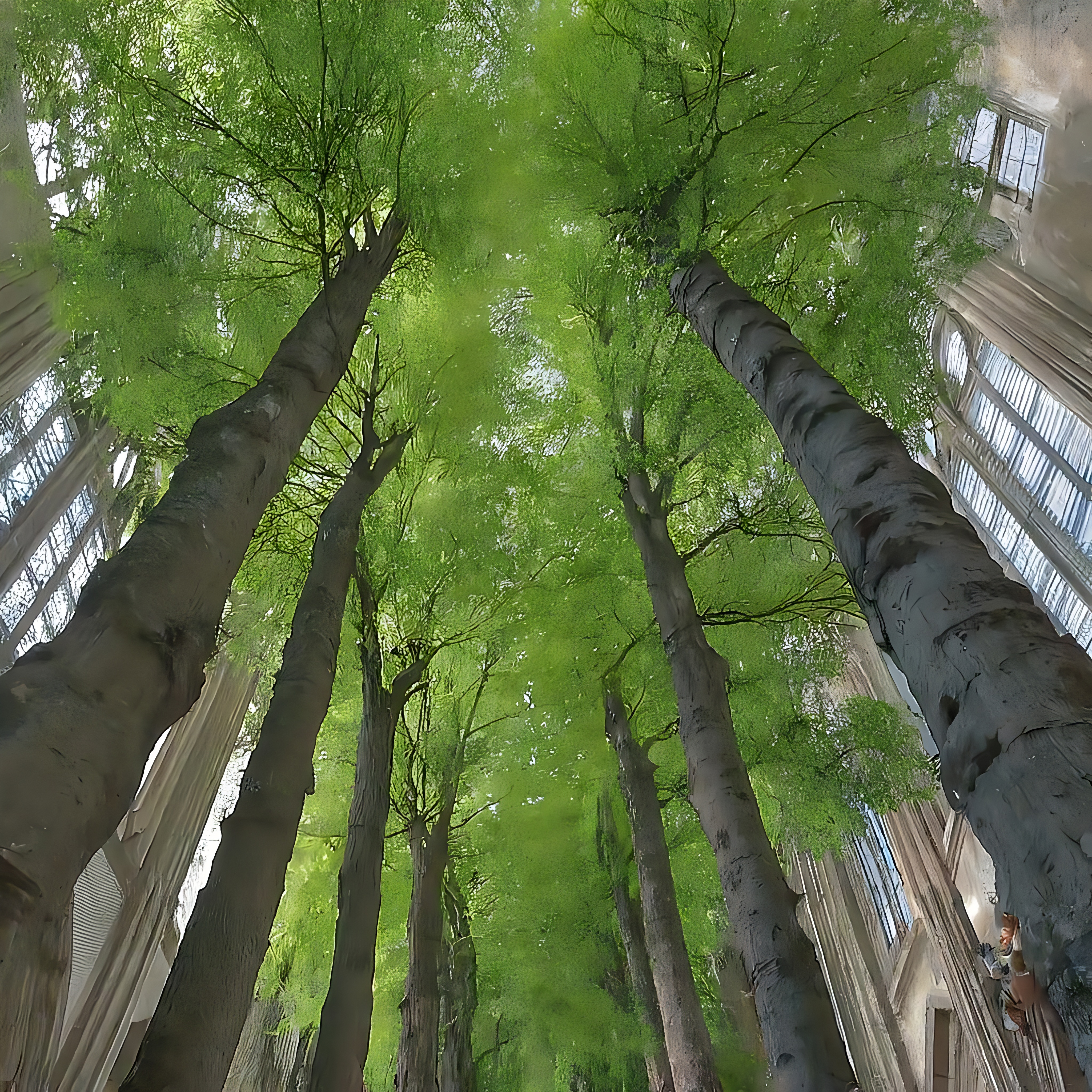 Gotische Kathedrale, deren Säulen Bäume sind
